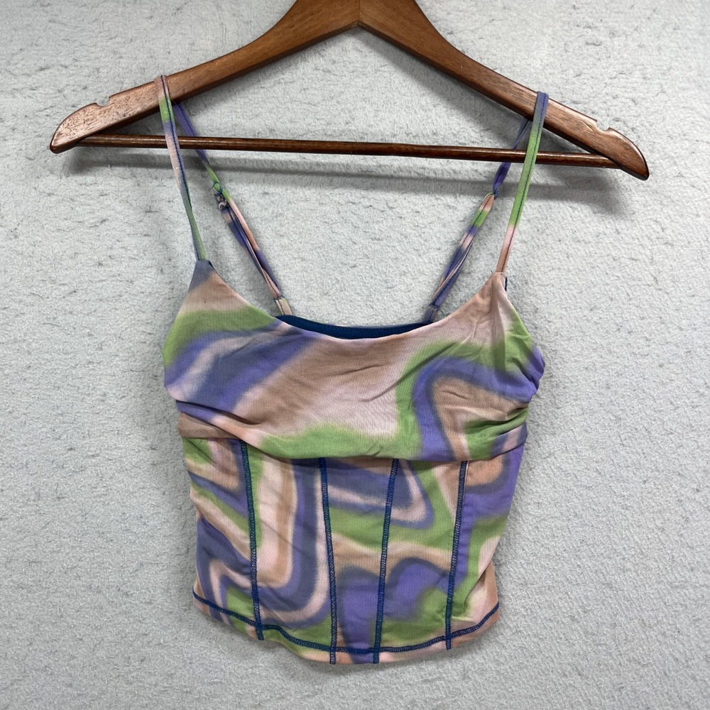 Urban Outfitters Cami Tank Top Small Multicolor Abstract Mesh Corset Y2K Retro